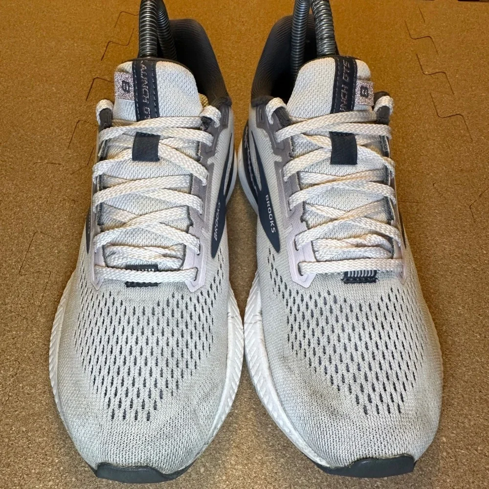 Brooks Launch GTS 8 Running Shoe Women 6.5 Grey Navy Support Sneaker 1203461B653